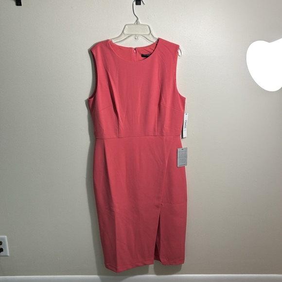 Maggy London Pink Sheath Midi Dress with Slit - Picture 4 of 10
